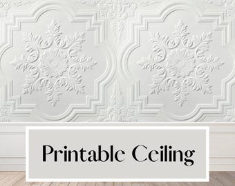 Dollhouse Moulded Ceiling Pattern Wallpaper 1/12 Miniature 1:12 Printable Wall Paper Digital Download A3, A4, US Tabloid & US Letter