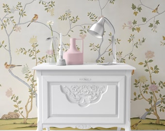 Chinoiserie Dollhouse Wallpaper: 1/12 Scale, Peel & Stick or Card Stock