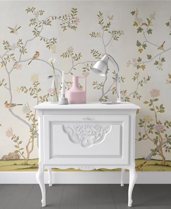 Chinoiserie Dollhouse Wallpaper: 1/12 Scale, Peel & Stick or Card Stock