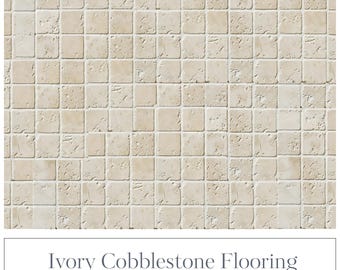Dollhouse Flooring: Ivory Cobblestone Miniature Tile, 1/12 Scale