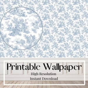 Tapeta w stylu domku dla lalek: niebieska miniatura wiktoriańska (do pobrania w wersji drukowanej)