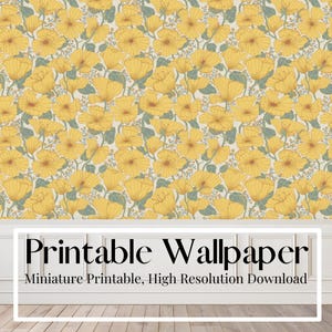 Caléndulas de color amarillo vibrante, papel tapiz para casa de muñecas, escala 1:12, decoración imprimible, descarga digital, tamaño A3, A4, tabloide de EE. UU. y carta de EE. UU.