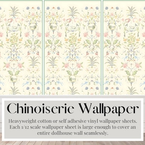 Dollhouse Wallpaper, Wall Panel, Victorian, Hand Painted, Peel & Stick, Card Stock, A3/US Tabloid size sheets, Miniature Wallpaper, 1/12