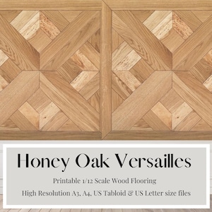 Honey Oak Versailles Parquet Flooring: 1/12 Dollhouse Wallpaper (Printable Download)