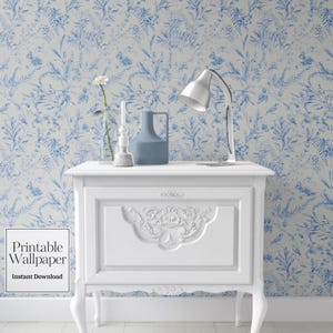 Papel de parede miniatura Ralph Lauren Hamptons: estampa floral azul (download digital)