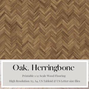 Flooring, Oak, Herringbone Pattern, Wood Floor, Dollhouse, Dollhouse Flooring, Miniature Flooring, Dollhouse Miniature, Printable PDF, 1/12