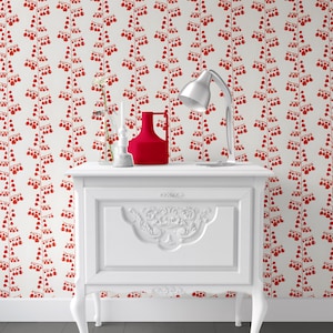 Bleeding Hearts Dollhouse Wallpaper: Miniature Red Floral, Peel & Stick