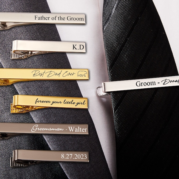 Personalize Groomsman Tie Clip,Engrave Tie Clip,Monogram Men Tie Clip,Custom Best Man Tie Clip,Gift For Groomsman,Gift For Him,Gifts For Men