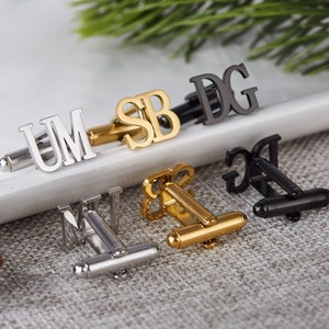Gemelos personalizados con iniciales de padrino de boda, gemelos personalizados para hombres, gemelos con letras de monograma para él, gemelos con nombre, regalo de padrinos de boda y papá