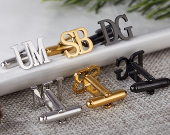 Personalized Groomsman Initials Cufflinks,Custom Men Cufflinks,Monogram Letter Cufflinks For Him,Name Cufflinks,Groomsmen Groom Dad Gift