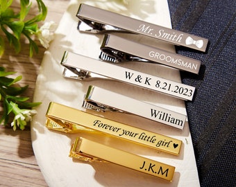 Personalized Groomsman Tie Clip,Custom Men Tie Clip,Engraved Best Man Tie Clip,Monogram Tie Bar,Bachelor Party Favor,Groomsman Gift For Him