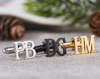 Personalized Initials Cufflinks For Men,Custom Groomsman Name Cufflinks,Monogram Letter Cufflinks For Him,Groomsman Gift For Men,Groom Gift