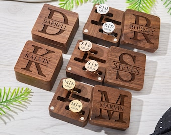 Personalized Cufflinks Groomsmen Gifts Metal Cufflinks With Wooden Box Wedding Cufflinks Bachelor Party Gift Anniversary Gift For Husband