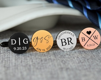 Engraved Groomsman Cufflinks,Personalized Cufflinks For Him,Custom Men Cufflinks,Anniversary Gift For Husband,Groomsman Gift,Boyfriend Gift