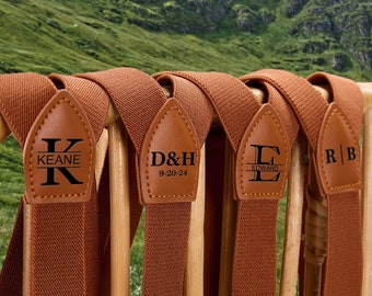 Custom Leather Suspenders,Personalized Suspenders,Suspenders For Men,Groomsmen Suspenders,Groomsman Gift,Wedding Suspenders,Rustic Suspender