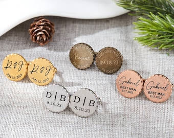 Custom Groomsman Cufflinks,Personalized Gift For Men,Monogram Groom Cuff Link,Groomsman Gift,Best Man Cufflinks,Bronze Cufflinks For Husband