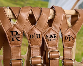 Custom Leather Suspenders,Personalized Suspenders,Suspenders For Men,Groomsmen Suspenders,Groomsman Gift,Wedding Suspenders,Rustic Suspender