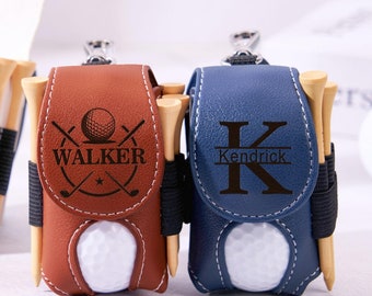 Engraved Leather Golf Ball Bag,Personalized Mini Golf Ball Holder,Stylish Pouch for Golf Balls, Christmas Gift For Golfer,Father's Day gifts