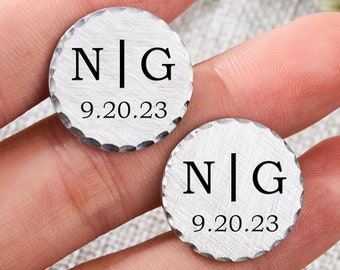 Personalized Groomsman Cufflinks,Custom Men Cufflinks,Monogram Cufflinks For Him,Bronze Cufflinks,Groomsmen Groom Dad Gift,Anniversary Gift