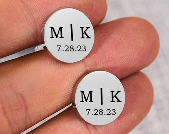 Custom Engraved Cufflinks For Groomsman,Personalized Gift For Him,Best Man Metal Cuff Link,Groom Groomsman Gift,Anniversary Gift For Husband