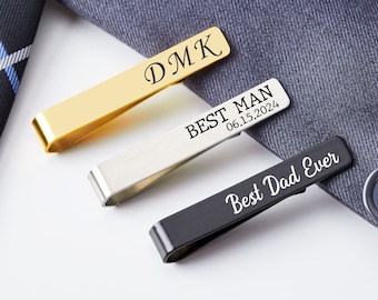 Personalize Groomsman Tie Clip,Monogram Best Man Tie Clip,Custom Men Tie Clip,Engrave Tie Clip,Groomsman Gift Set Of 3 4 5 6,Gift For Him