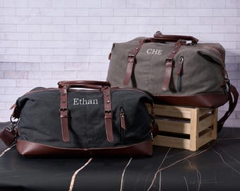 Bolsa de lona y cuero personalizada, regalos para padrinos de boda, regalos para hombres, bolso Langston, regalo para bodas, bolsos de viaje personalizados para hombres, regalo para hombres