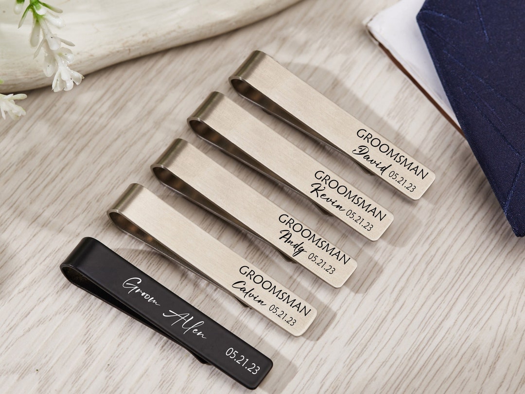 Personalize Groomsman Tie Clip,engrave Tie Clip,monogram Men Tie Clip,custom Best Man Tie Clip
