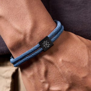 お父さんへのパーソナライズされたブレスレット、父の日のギフト、調節可能なスライドノットブレスレット、ボーイフレンドへのギフト、家族へのギフト、記念日、カップル