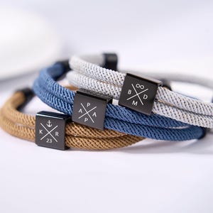 Pulsera de nudo corredizo ajustable personalizada para papá, pulsera con grabado individual, pulsera de pareja, personalizada, iniciales, Día del Padre