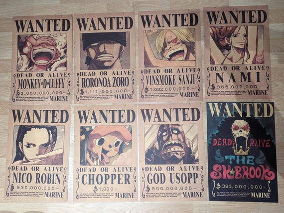 One Piece Wanted Prime Bounty Wanted Poster A3 Format Monkey D