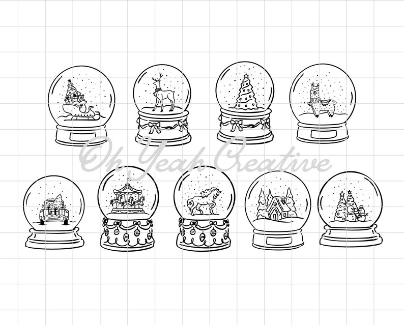 Hand Drawn Christmas Snow Globe Clipart: PNG SVG Vector (digital ...