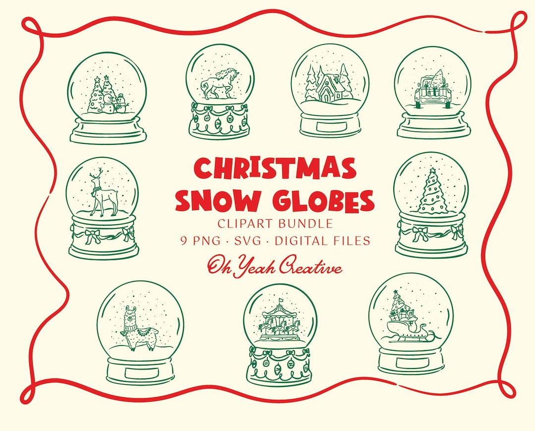 Hand Drawn Christmas Snow Globe Clipart: PNG SVG Vector (digital ...