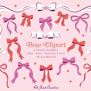 Whimsical Hand Drawn Bows illustration set for Wedding, bridal Shower Invites or Stationary Design | PNG, SVG Files