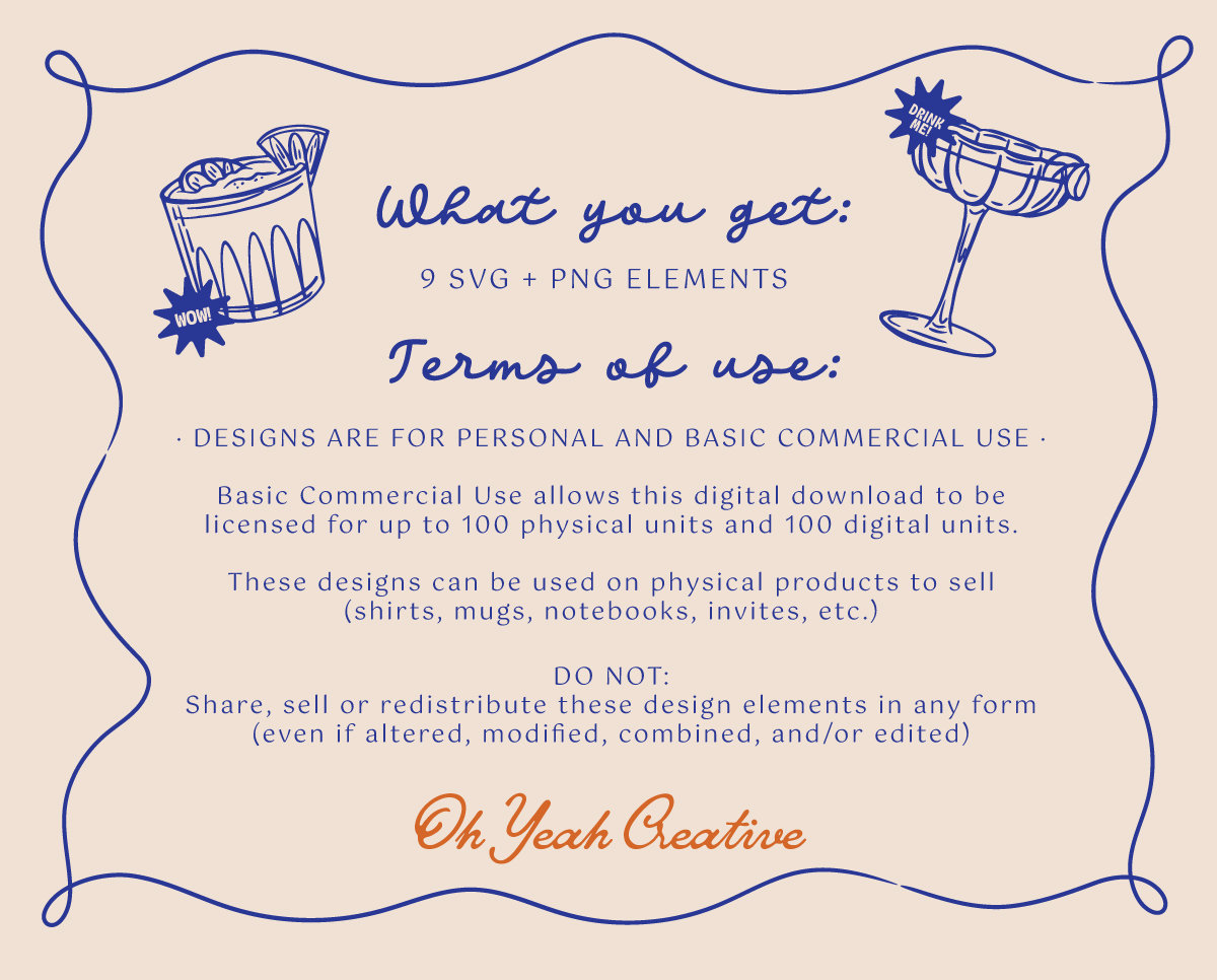 Hand Drawn Cocktail Clipart: Drink Menu Icons (SVG, PNG Digital ...