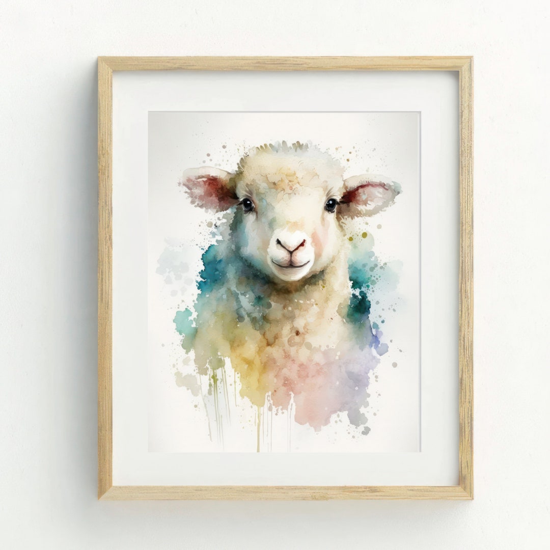 Watercolor Sheep Nursery Wall Art Farm Animal Nursery Decor Etsy