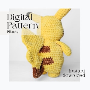 Pikachu Virkmönster - Direkt Nedladdning Digital PDF Amigurumi Pokémon Hantverk