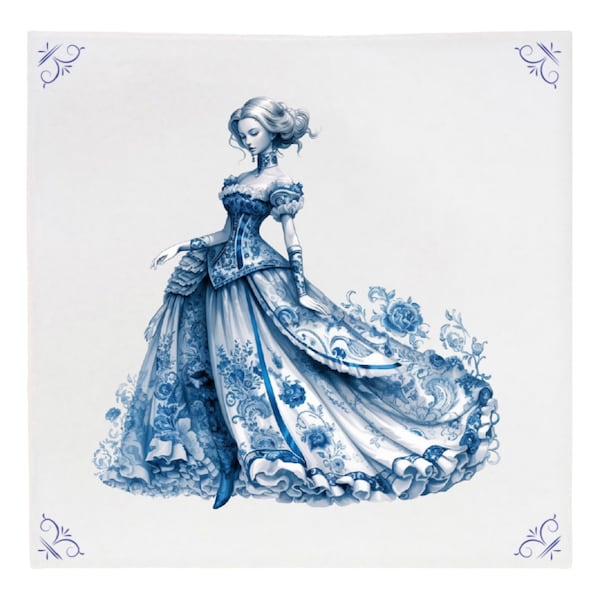 Delft blue, Delft Blue Tile Ceramic, Delft blue Barbie, Barbie, delft blue tile, ceramic, Princess, gift for her, gift for mom