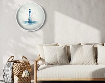 Coastal Lighthouse Wall Clock, Nautical Home Décor, Beach House Clock, Unique Gift for Ocean Lovers, Coastal Living, Timeless Decoration