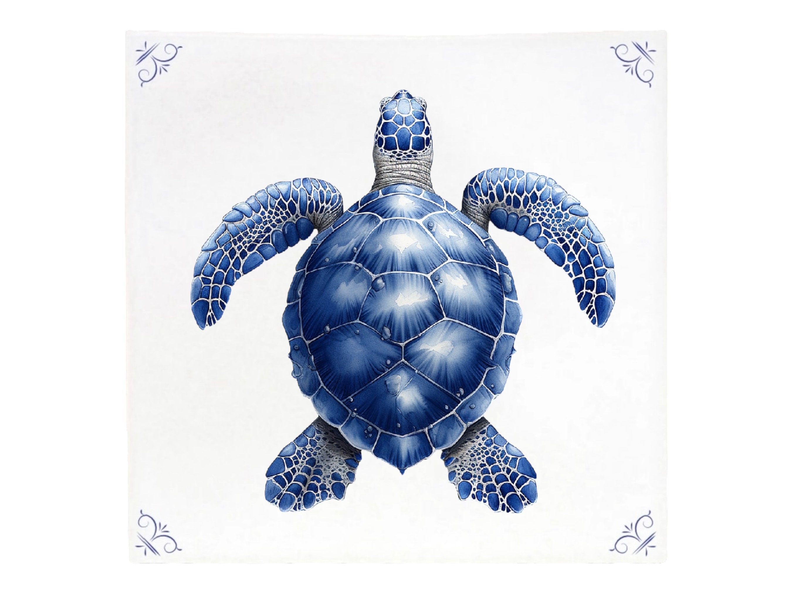 Delft blue Turtle, Delft blue, tile, Delft gift, Sea turtle, Sealife, sealife gift, Valentine, Tile, Dutch gift, animal tile, gift for her