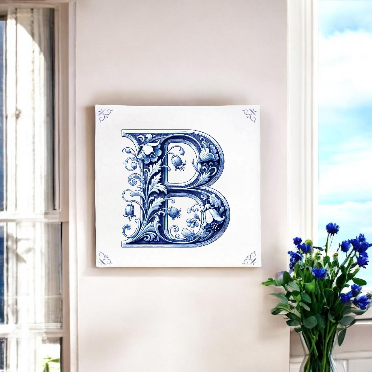 Alphabet, Initial B, Alphabet Tile, Tile, Delft Blue, Kitchen Tile ...