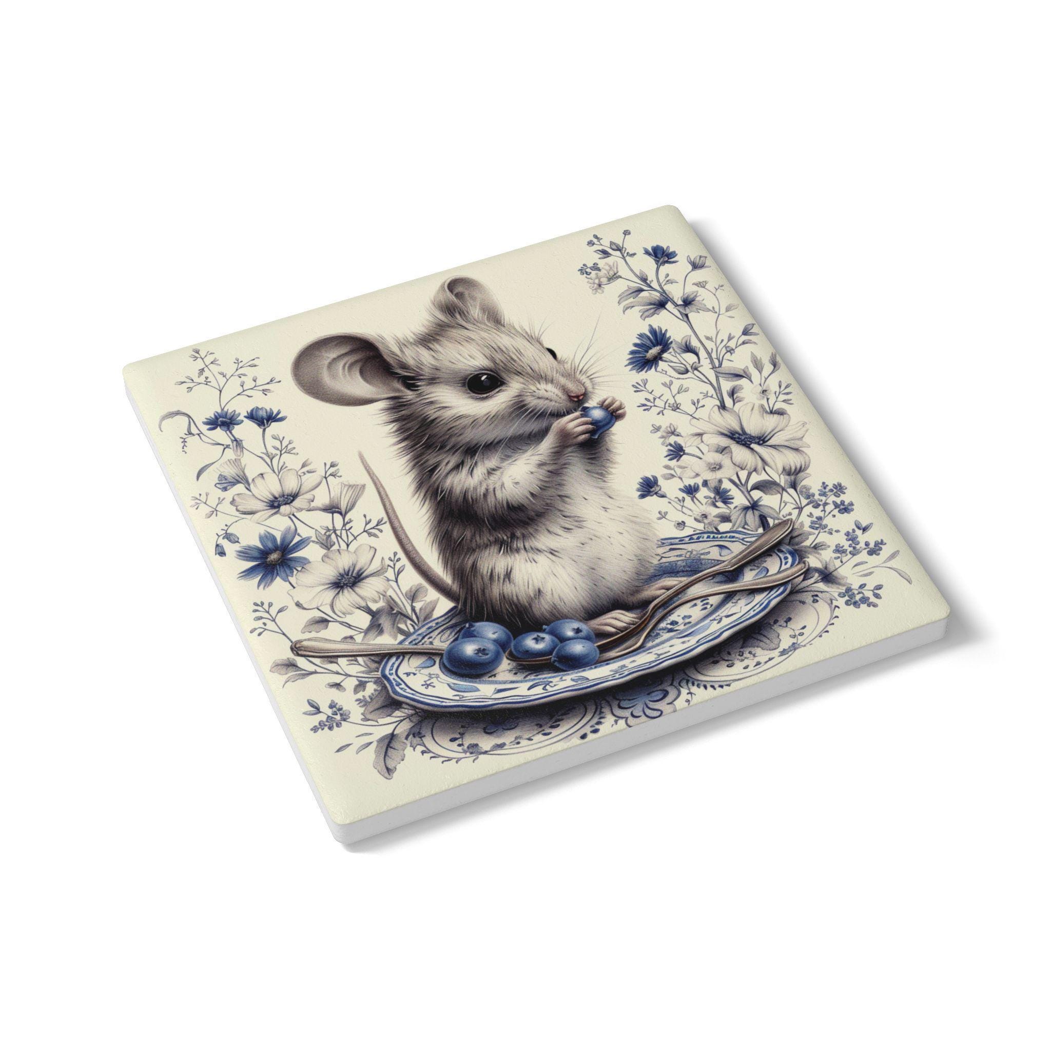 Mouse, 3.94x3.94 Inch, Delft Blue, Ceramic Tile, Delft Blue Tile ...