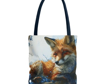 Fox Tote Bag, 13" x 13'", tote bag, fox, bag, tote, shopping bag, fox bag, bag fox, grocery bag, fox gift, fox lover