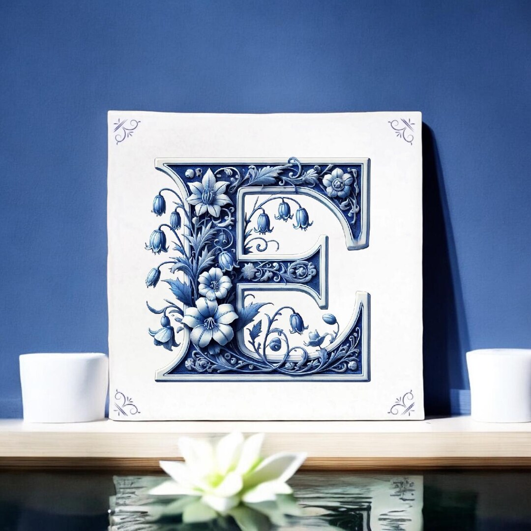 Alphabet, Initial E, Alphabet Tile, Tile, Delft Blue, Kitchen Tile ...