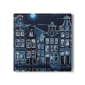 Canal House, 3.94&#39;&#39; x 3.94&#39;&#39;, Delft Blue, Delft Blue tile, Dutch Canal houses, Dutch Design, Backsplash, Amsterdam lover, Dutch keepsake