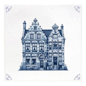 Casa del canal, azulejo, azul de Delft, azulejo de cocina, azulejo de baño, arte de pared, Ámsterdam, decoración de baño, decoración de cocina, salpicadero, vintage, holandés