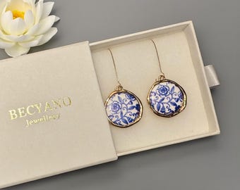 Earrings, Delft blue, jewellery, jewelry, Delft Blue ceramics, Delft Blue earrings, dutch earring, Blue earring, something blue, bridal gift