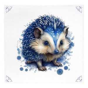 Delft Blue, Delft Blue Tile Ceramic, Delft Blue Hedgehog, Hedgehog, Hedgehog Tile, Delft Blue, Tile, Hedgehog, Animal Tile, Gift for Her