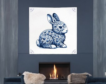 デルフトタイル うさぎ柄 ウサギ、タイル、デルフトブルー、デルフトブルータイル、ロイヤル