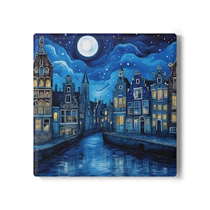 Canal House, 3.94&#39;&#39; x 3.94&#39;&#39;, Delft Blue, Delft Blue tile, Dutch Canal houses, Dutch Design, Backsplash, Amsterdam lover, Dutch keepsake