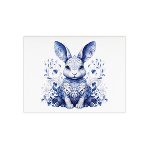 Rabbit, Bunny, Ceramic Tile, 6" x 8", delft blue, delft blue tile, tile, easter, easter gift, easter deco, for her, easter bunny, backsplash
